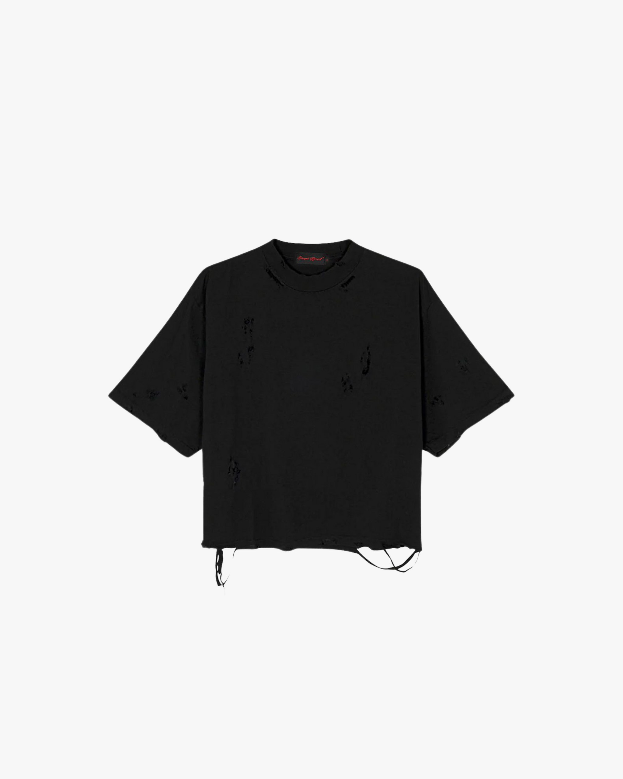 Black Distressed Cropped T-Shirt (Men's) – Funeral Apparel