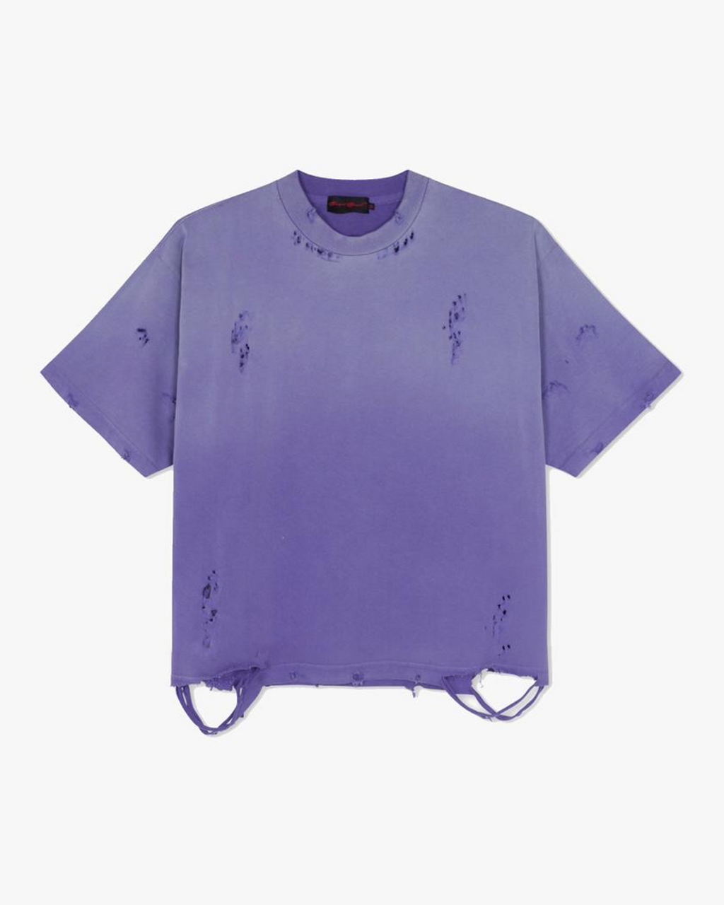 Distressed Oversized T-Shirt - washed purple distressed oversized t-shirt with ripped hem, distressed collar and body