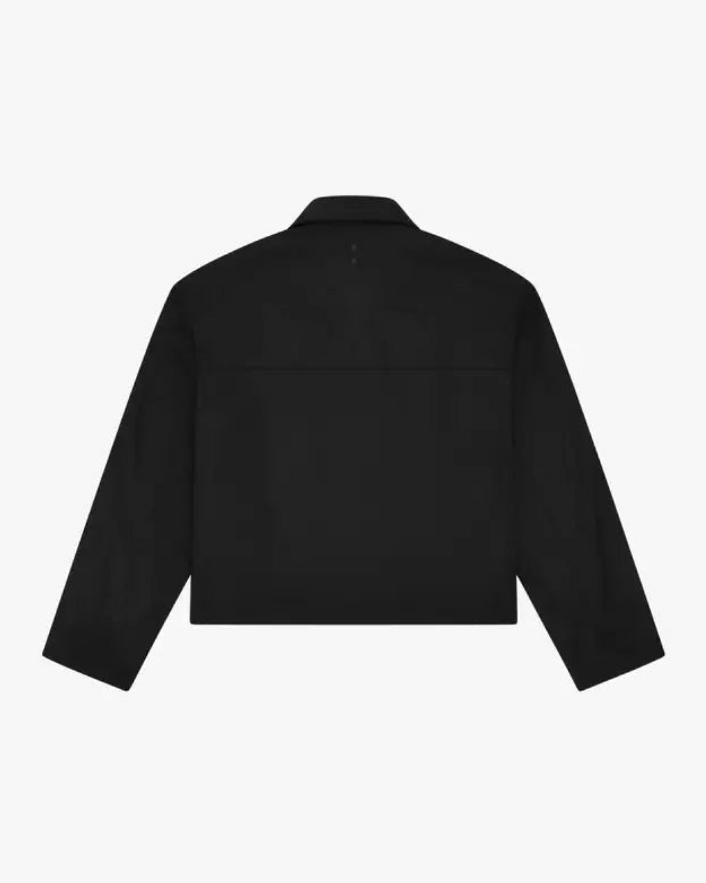 Ghost Carpenter Jacket, flat product shot of the plain black long-sleeve jacket from behind.