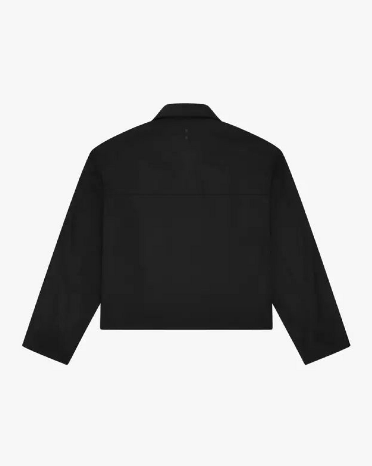 Ghost Carpenter Jacket, flat product shot of the plain black long-sleeve jacket from behind.