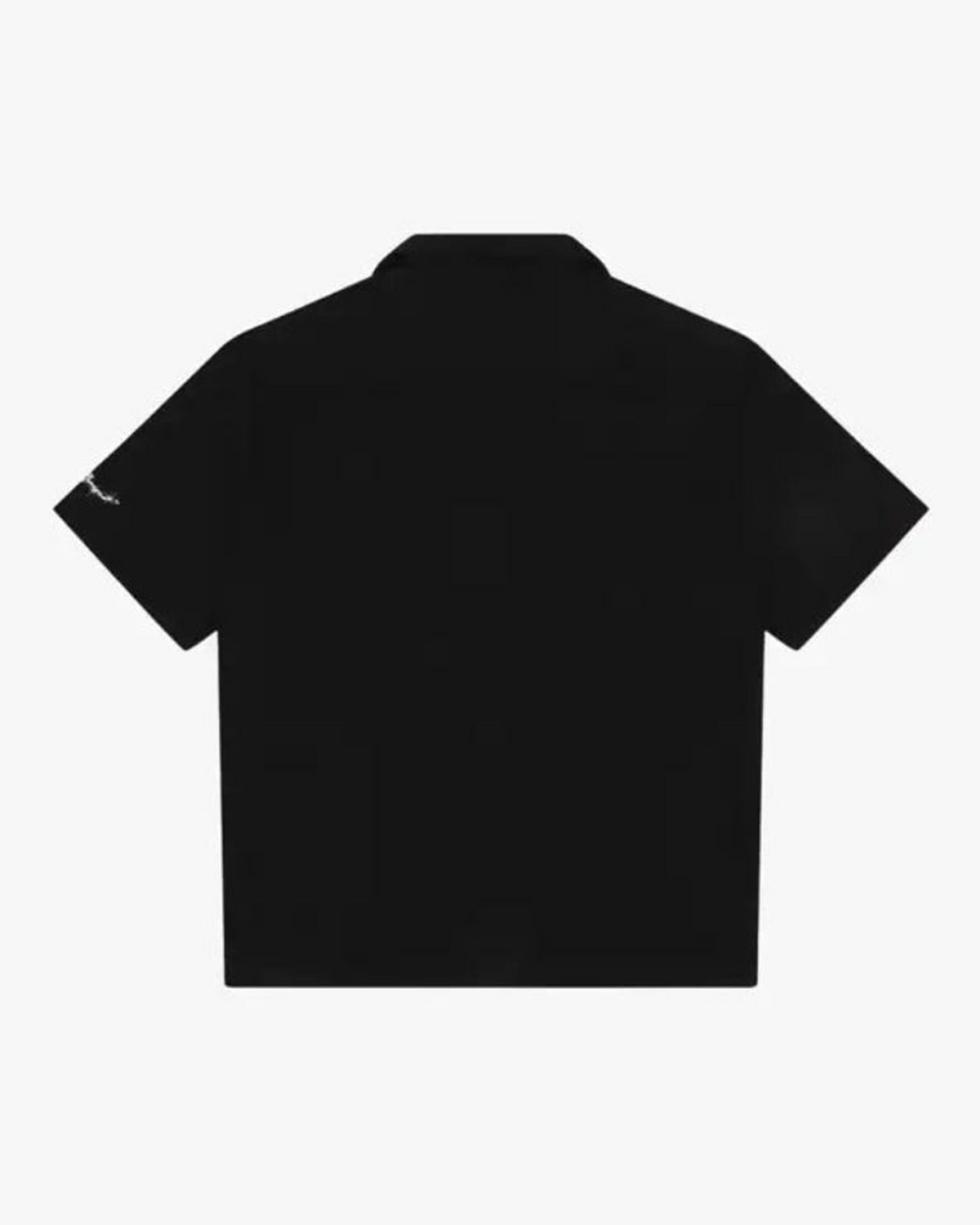 Barbed Wire Pocket Shirt (Black), flat product shot showing the back of a plain black short-sleeved shirt.