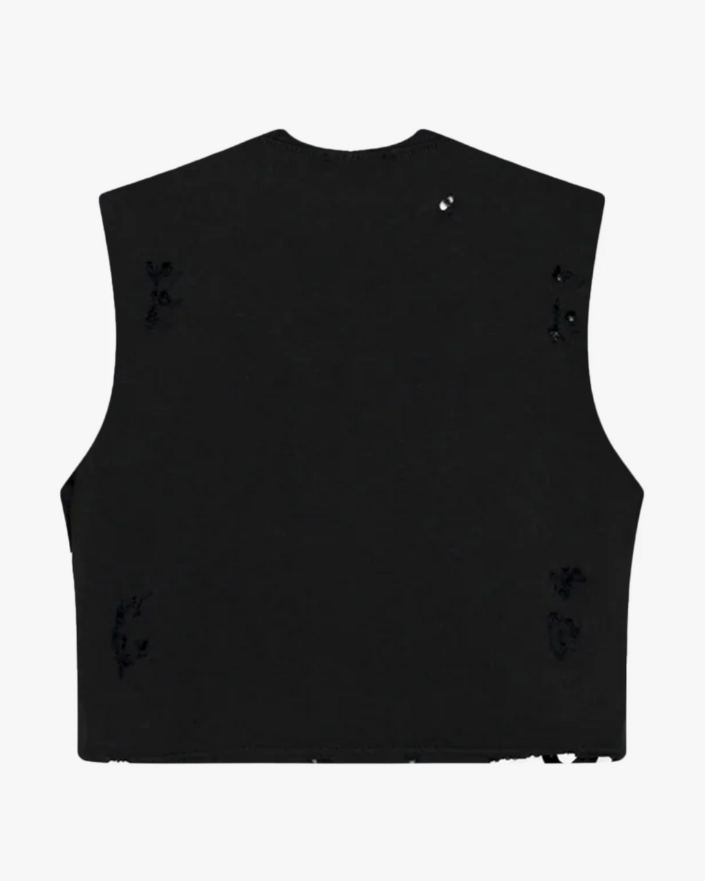 Black Distressed Cropped Muscle Shirt - Funeral Apparel