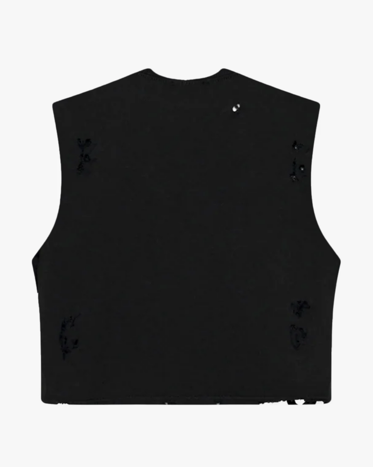 Black Distressed Cropped Muscle Shirt - Funeral Apparel
