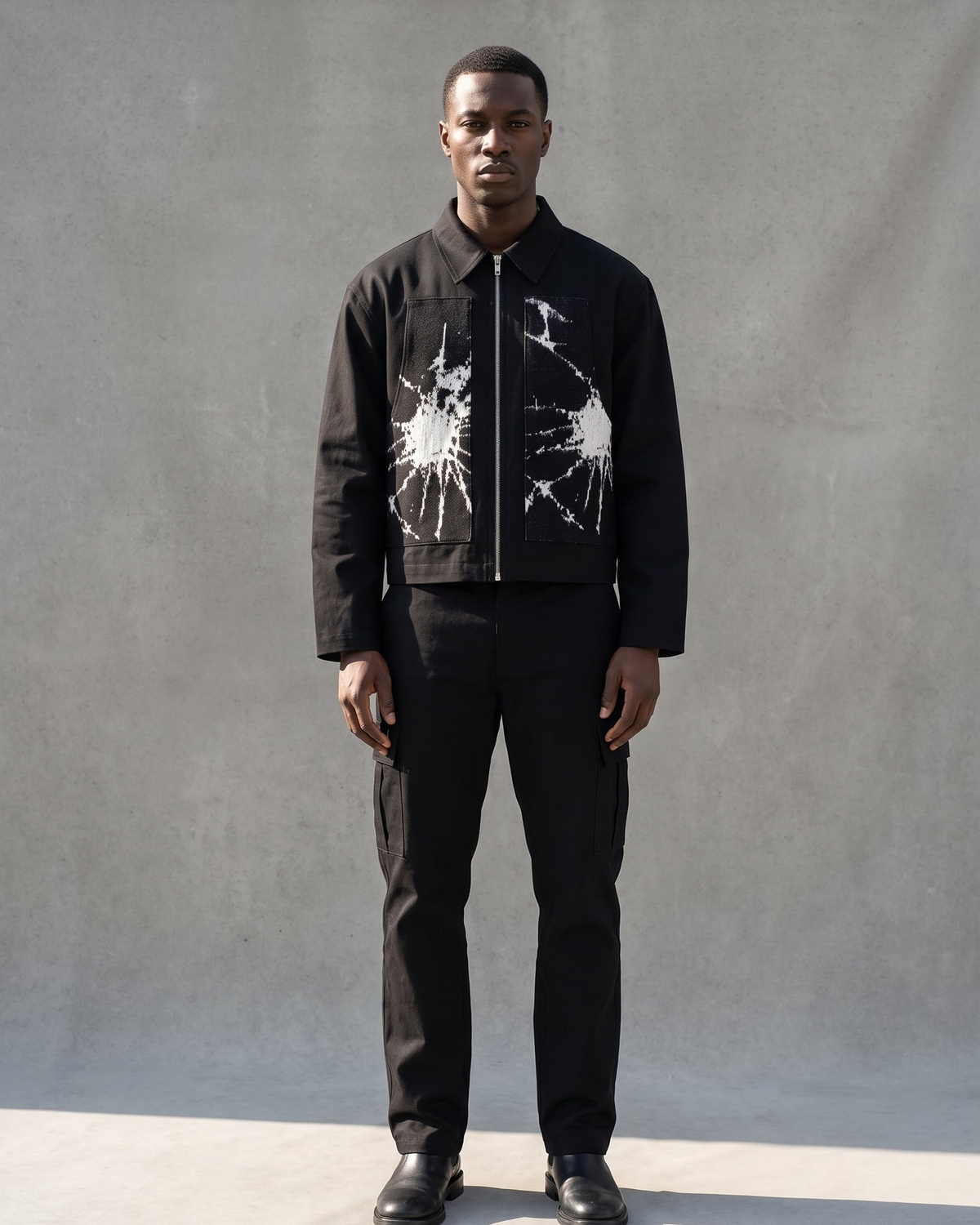 Broken Canvas Jacket - worn, full length