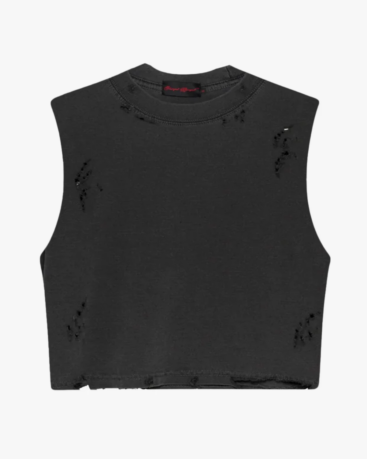 Pepper Distressed Cropped Muscle Shirt - Funeral Apparel