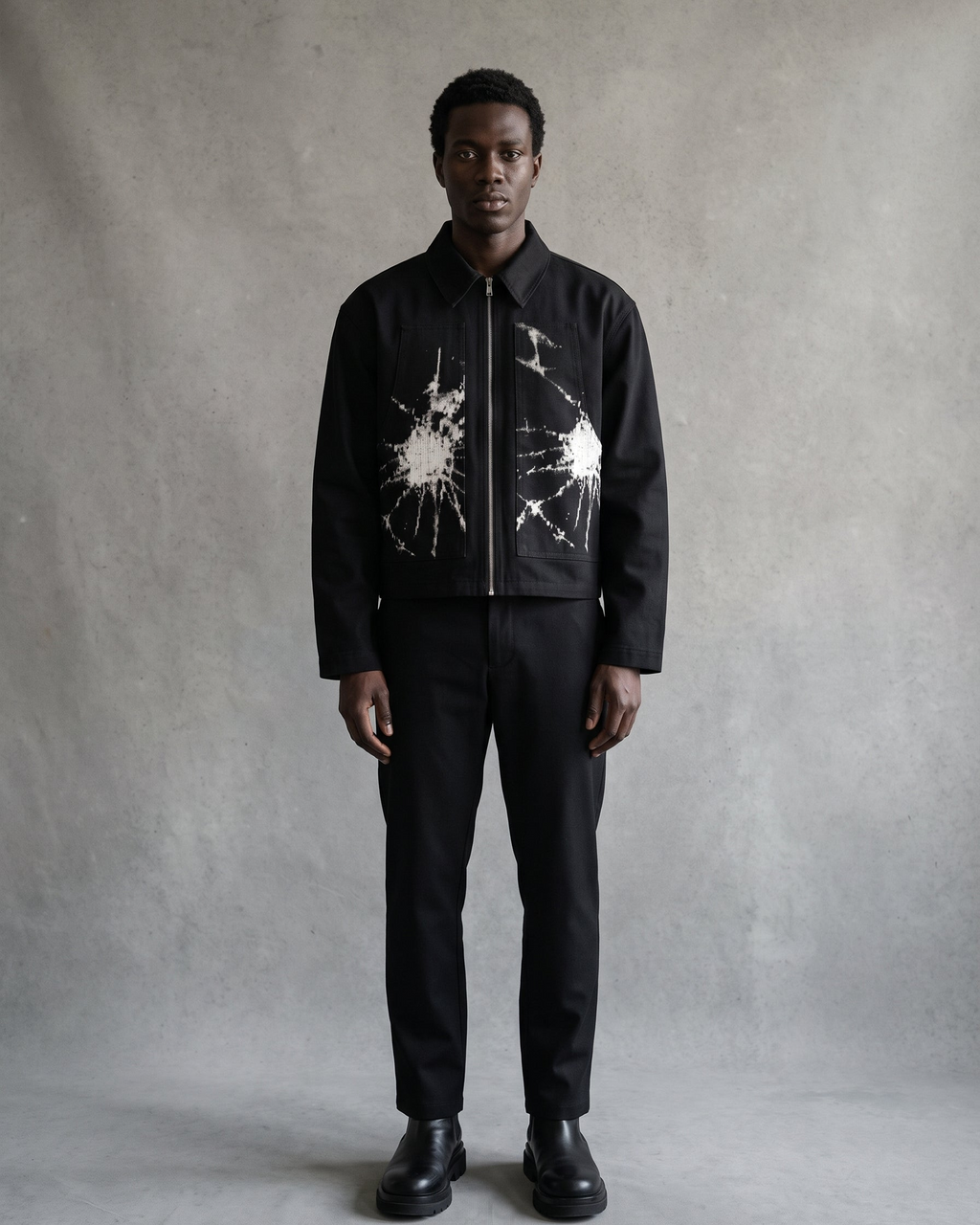 Broken Canvas Jacket - worn, full length