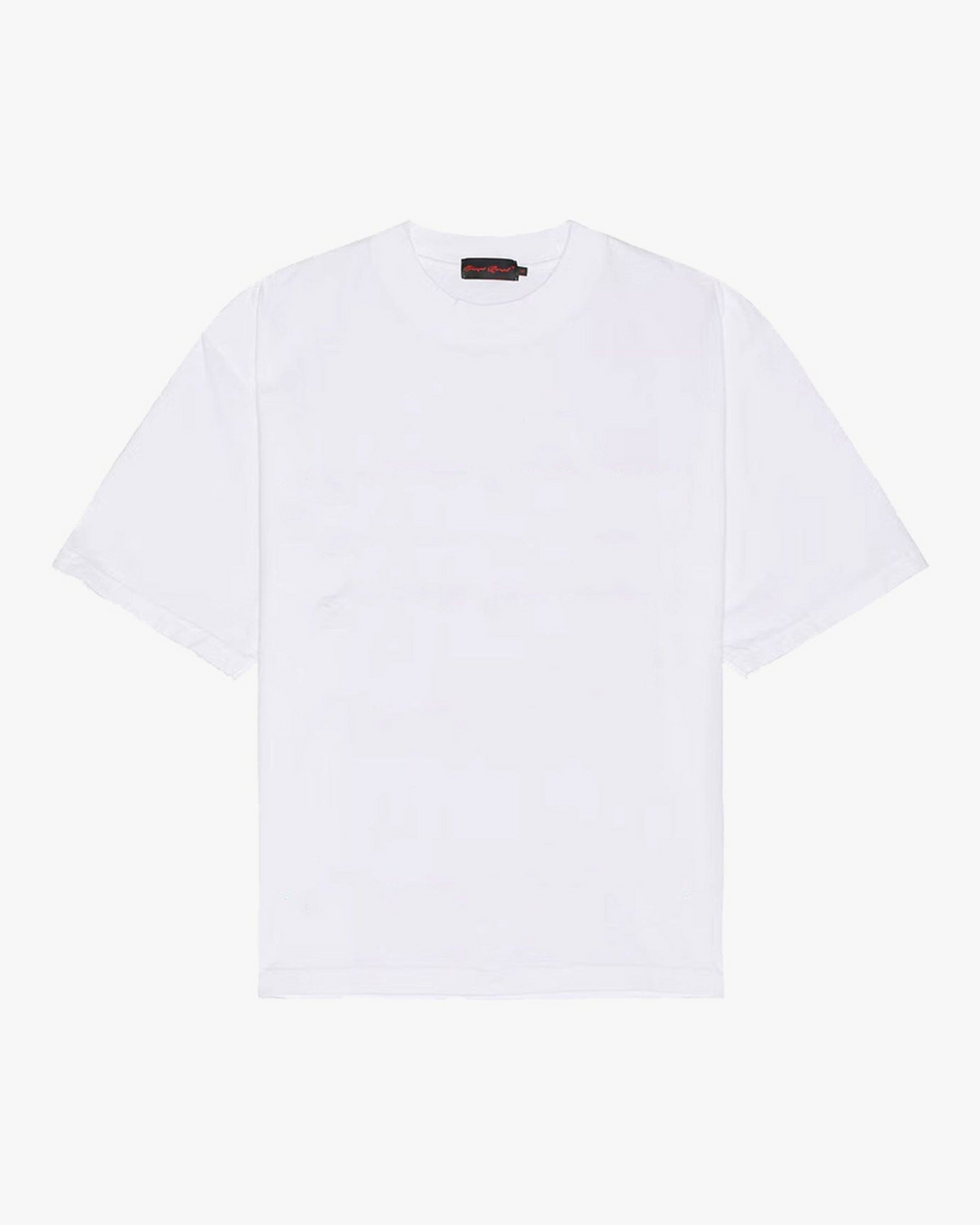Distressed Oversized T-Shirt - white distressed oversized t-shirt with subtle distressed tears on front, sleeves, and hem, branded neck tag