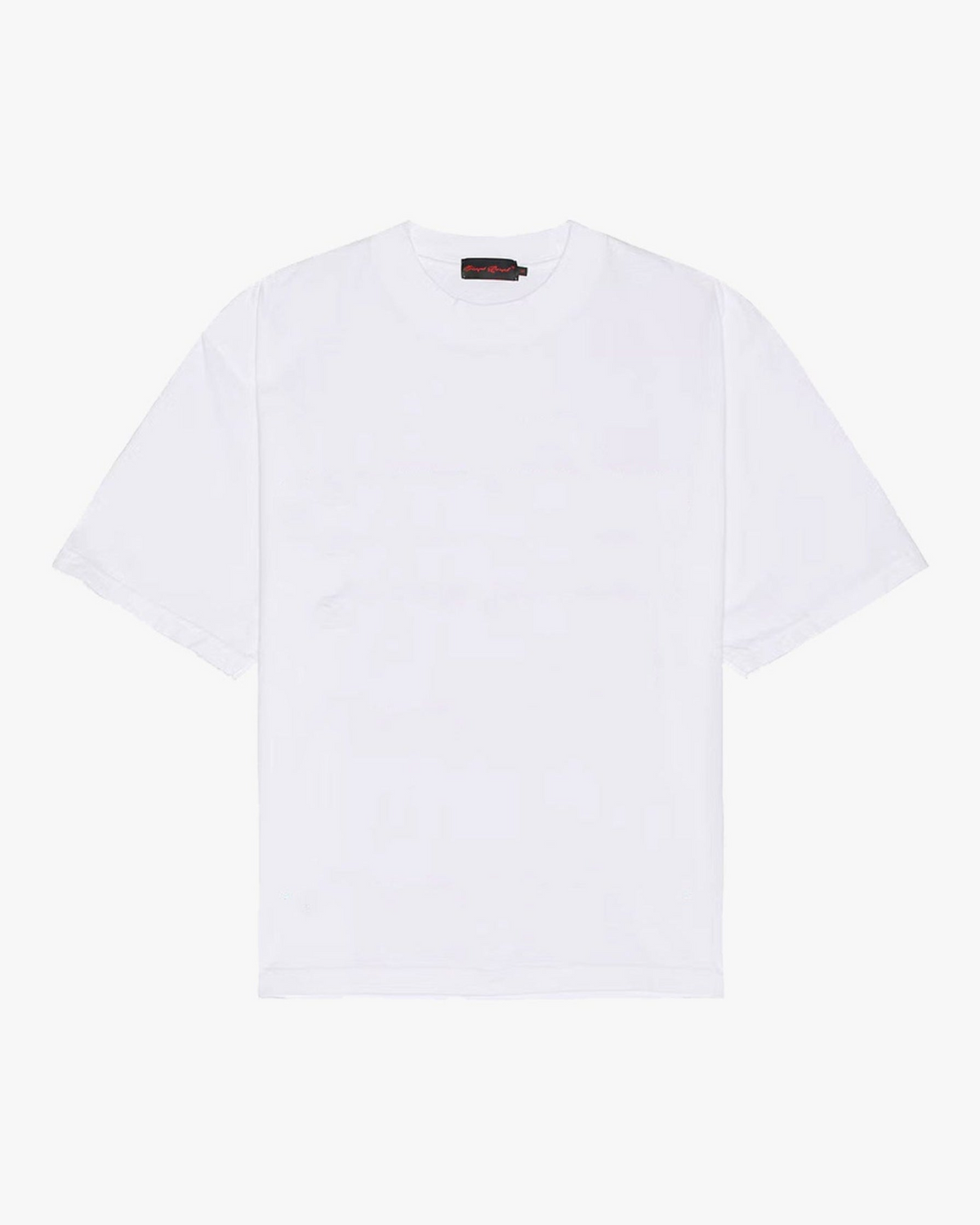 Distressed Oversized T-Shirt - white distressed oversized t-shirt with subtle distressed tears on front, sleeves, and hem, branded neck tag