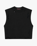 Black Distressed Cropped Muscle Shirt - Funeral Apparel