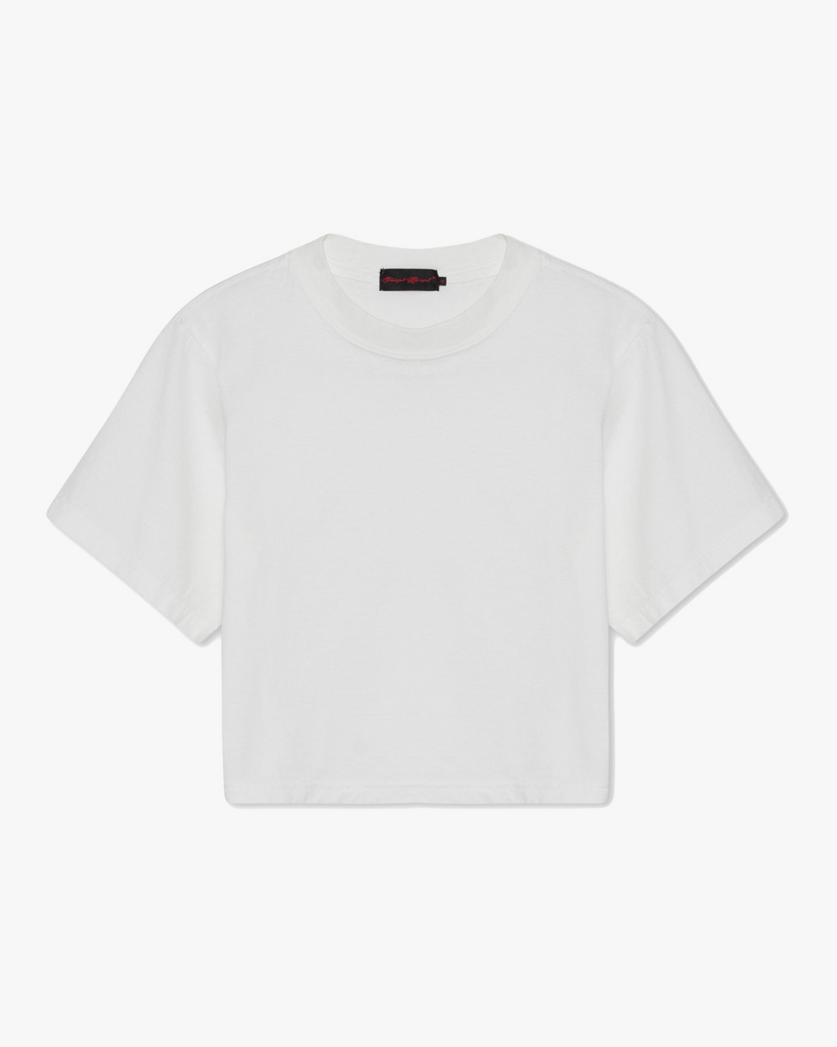 Cropped T-Shirt (Women’s) - plain white cropped t-shirt with ribbed crewneck and woven neck tag