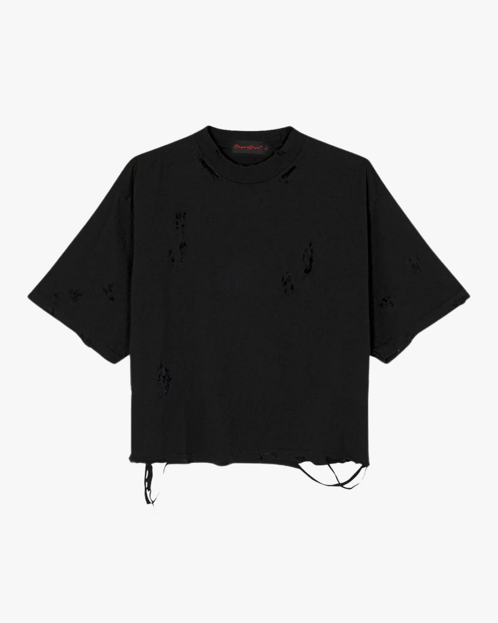 Black Distressed Cropped T-Shirt (Men’s) - Funeral Apparel