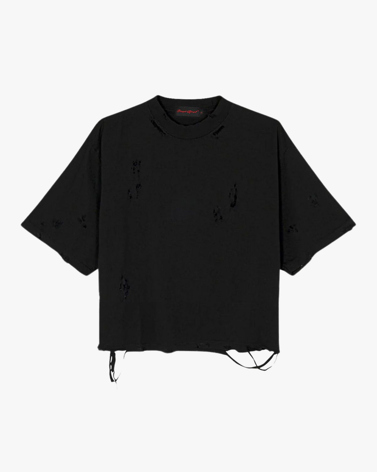 Black Distressed Cropped T-Shirt (Men’s) - Funeral Apparel