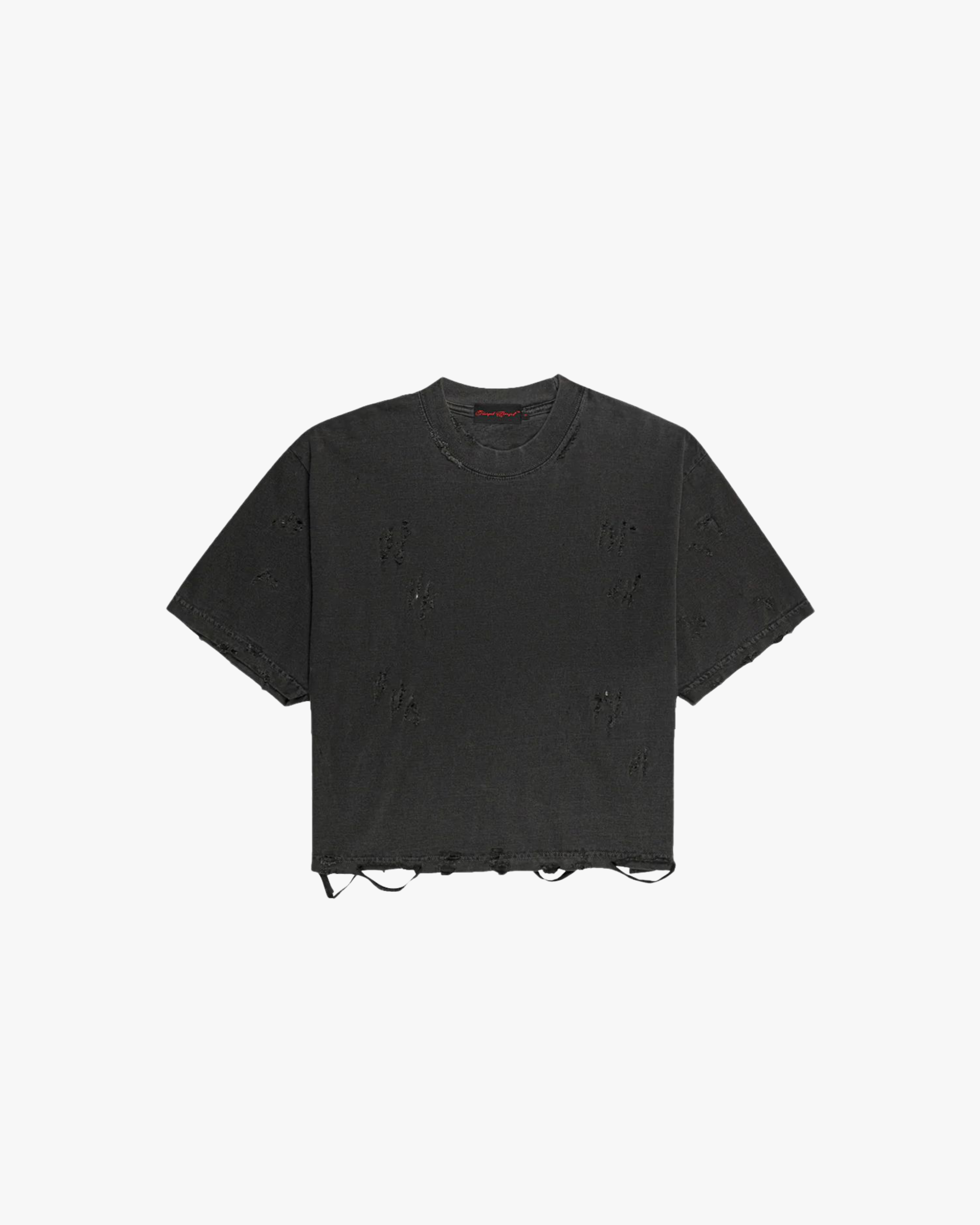 トップス Cartel Hand Distressed Tshirt Black Shor Pepper Distressed Cropped T-Shirt (Men's) – Funeral Apparel