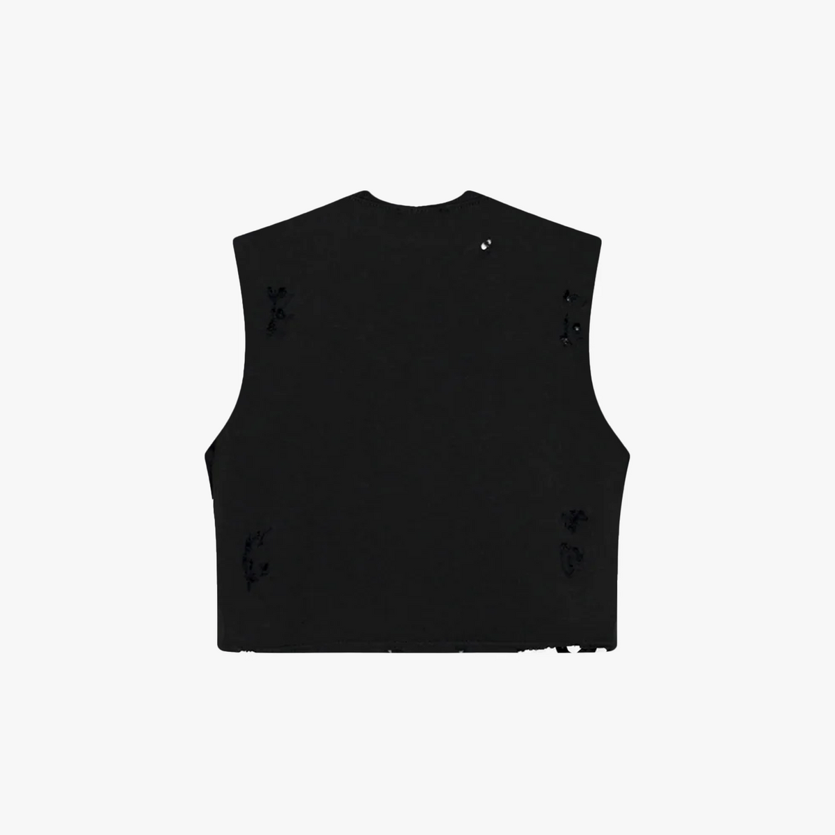 Black Distressed Cropped Muscle Shirt - Funeral Apparel