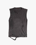 Distressed Tank Top - washed dark charcoal sleeveless distressed tank top / muscle shirt with distressing and tears near the neck, body, and shredded hem