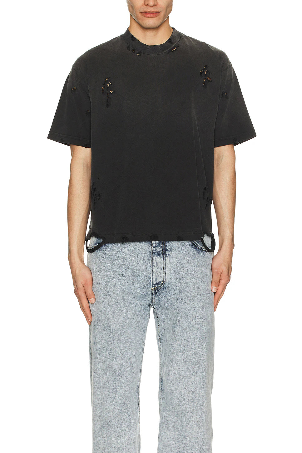 Distressed Washed Crop T Shirt - Funeral Apparel