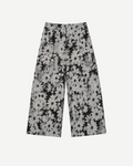 Floral Pants - black and white floral jacquard wide-leg pants with daisy pattern