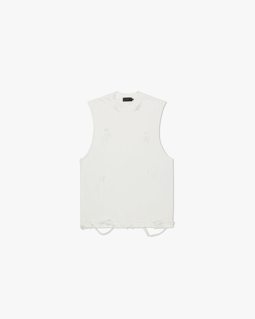 Distressed Tank Top (White) - 2