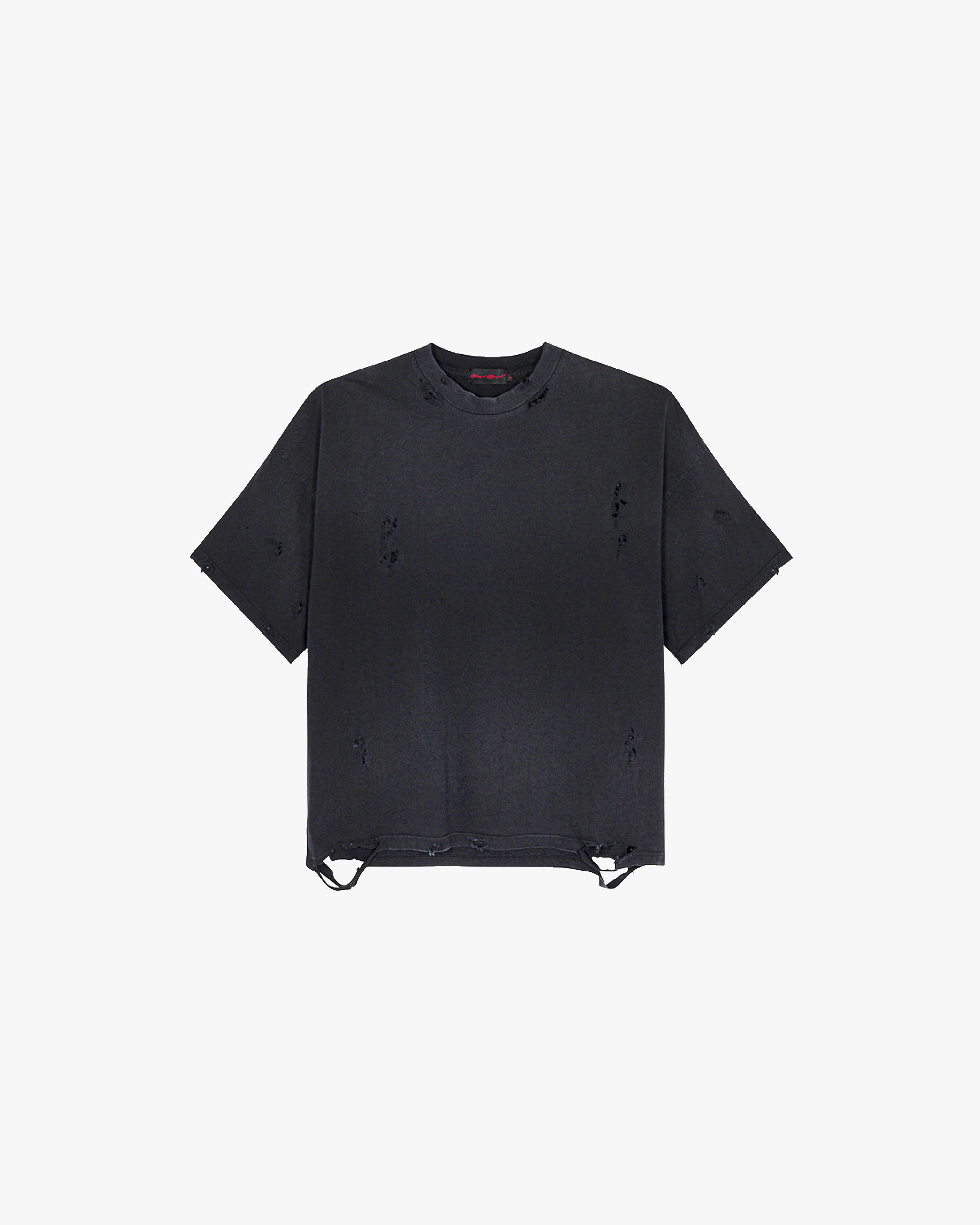 Black Distressed Washed Crop T Shirt – Funeral Apparel