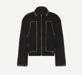 Studded Jacket PT 2 - black zip-up work jacket with metallic pyramid studs along the collar, front pockets, and cuffs