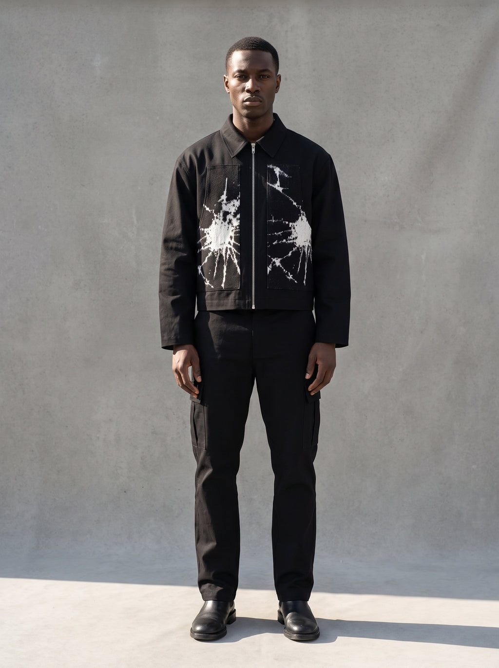 Broken Canvas Jacket - worn, full length
