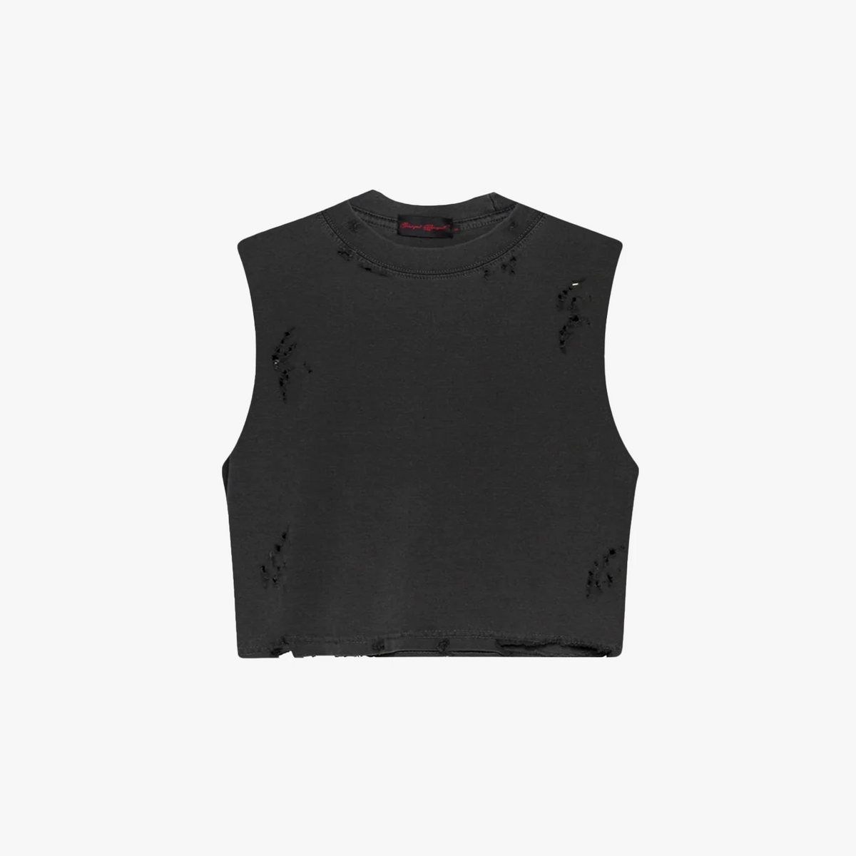 Pepper Distressed Cropped Muscle Shirt - Funeral Apparel